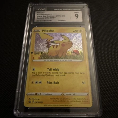 Pikachu Pokemon 2021 Black Star Promos SWSH039 Sequin Holo CGC 9