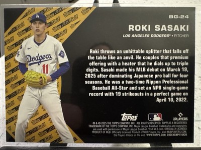 2025 Topps Update Series - Topps Black Gold Roki Sasaki #BG-24 (RC
