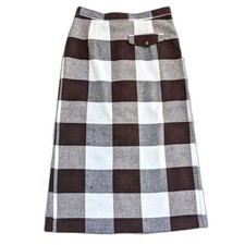VINTAGE 60s MADE IN ITALY Mod Picnic/Checkerboard Plaid Woven Pencil Skirt, Sz 4
