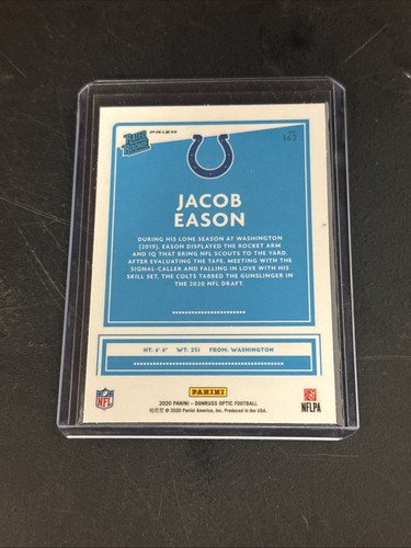 Ammortizzatore Donruss Optic Rated Rookie Viola 2020 Jacob Eason F116 - Foto 2 di 2