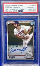2020 1st Bowman Draft Spencer Strider Chrome Blue Refractor PSA 10 Auto 10