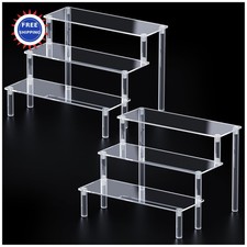 Acrylic Display Stand Riser 3 Tier Shelves 2 Pack 7.9in Packs Perfume Organizer