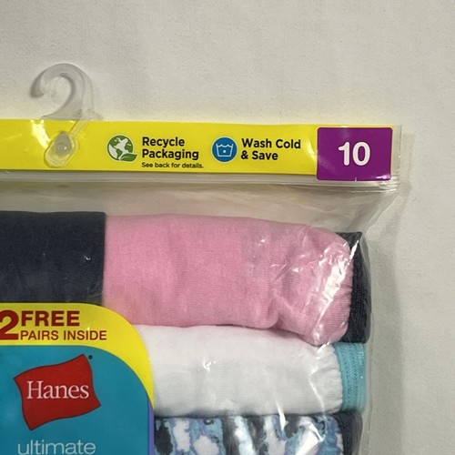 Hanes Ultimate Girls Tagless Cotton Hipsters Underwear Pack of 16 Pairs- Size 10 - Picture 4 of 6
