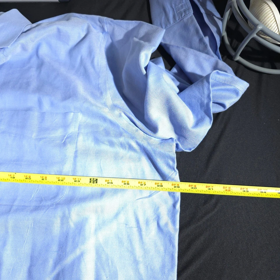 Camisa de vestir Rochester para hombre 19 38/39 azul algodón egipcio sin planchar ajuste clásico Foto 4 de 4