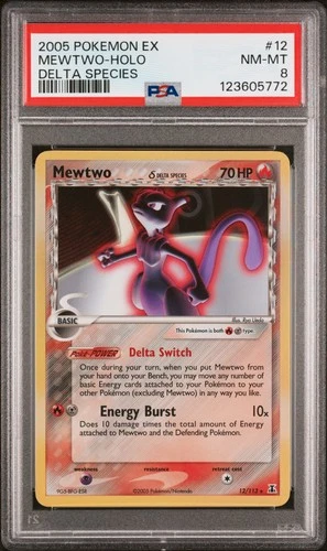 2005 POKEMON EX DELTA SPECIES #12 MEWTWO-HOLO PSA 8