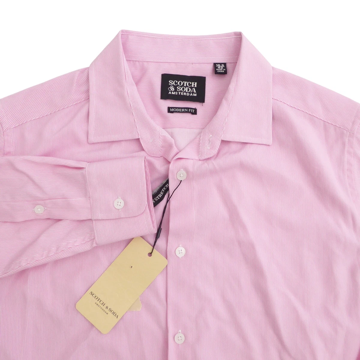 Scotch & Soda Mens Dress Shirt Button Up Pink Striped Modern Fit 16.5 | eBay Scotch & Soda Mens Dress Shirt Button Up Pink Striped Modern Fit 16.5 | eBay