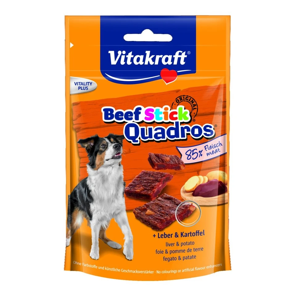 Vitakraft Beef Stick Quadros plus Leber & Kartoffel 7 x 70g - Hund Fleisch Snack