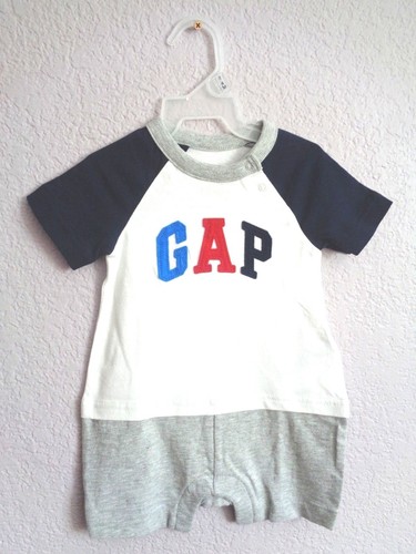 NEW Baby Gap Boys Logo Romper Bodysuit Shorts T-shirt Size 0-3 3-6 6-12 M - Picture 8 of 9