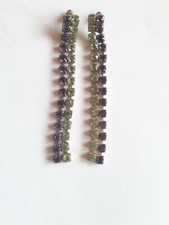 Boucles d'oreilles à clous de soirée avec cristaux vert et violet RÉMINISCENCE 