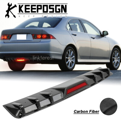 Für Honda Acura TSX Carbon Fiber Heckdiffusor Lippe mit LED-Bremsleuchte Einsatz
