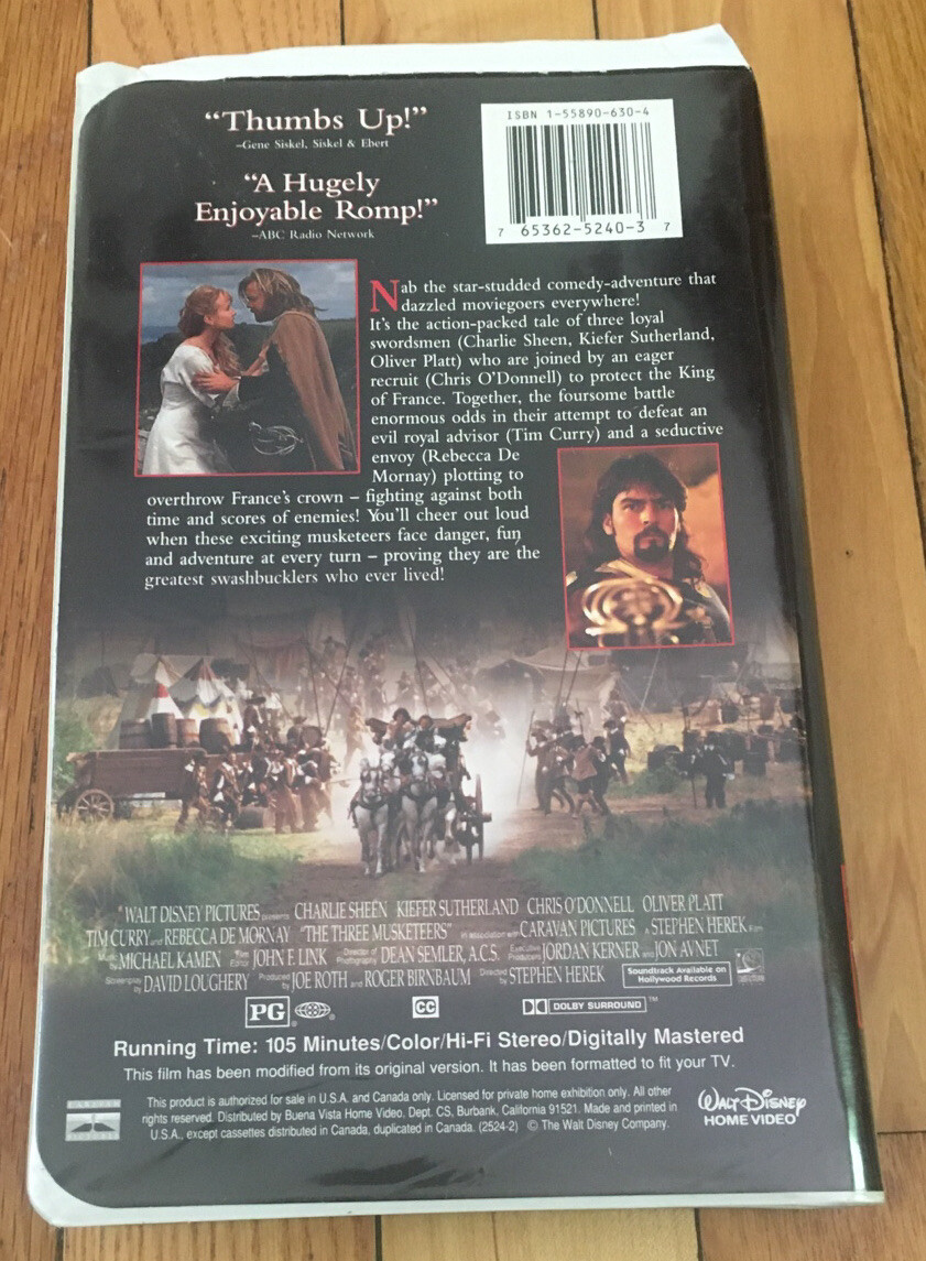 The Three Musketeers (VHS, 1994) 765362524037 eBay