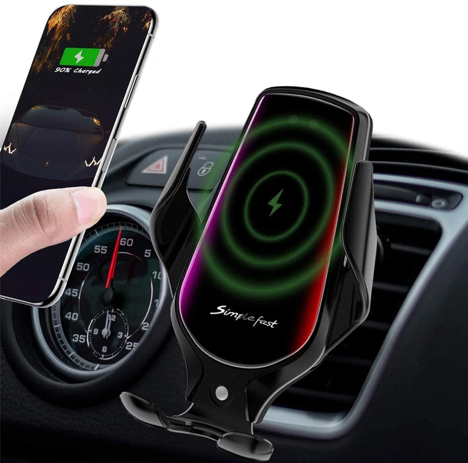 Soporte de ventilación de aire de montaje en automóvil de carga inalámbrica de sujeción automática para iPhone 15 Pro Foto 4 de 4