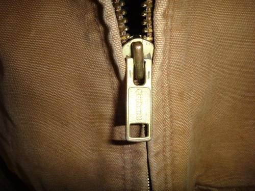 MENS VINTAGE Carhartt J130 BROWN Flannel Quilted Lined Hooded Zip Jacket LARGE - Picture 6 of 14