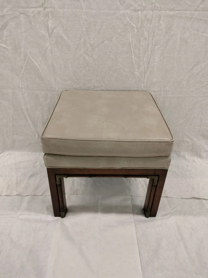 Mid-century Modern Walnut And Brass Campaign Styles Bench Made By Weiman... - Image 4 of 4