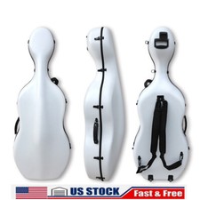White Advance Cello Case 4/4 Carbon Fiber Strong Light Cello Box with Wheels