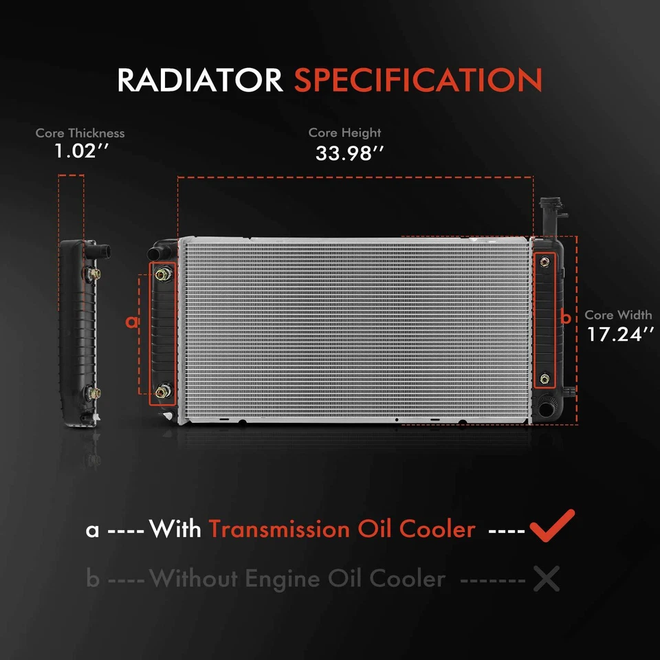 Radiador con enfriador de aceite para Chevrolet Express 2500 Express 3500 GMC Savana 2500 Foto 2 de 4
