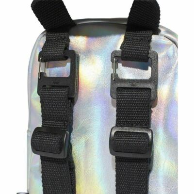 adidas Mini Silver Metallic Iridescent Backpack Shoulder Bag