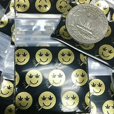 BaggiesSince1987 - 1515 Zip Seal Design Bags 100PCS SMOKER in GOLD, 👀Details🔽