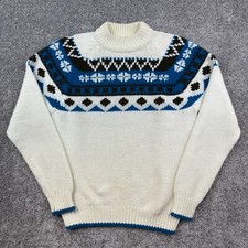 Vintage 60s K-MART Sweater Womens Medium Pullover Fair Isle Nordic Crew Neck