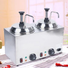 110V Electric Countertop Nacho Cheese Dispenser w/ Pump Hot Fudge Caramel Warmer