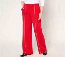 Isaac Mizrahi Sublime Stretch Ponte Pants-Romantic Red-Tall Small A681756 NEW
