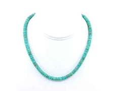 Spring Green Turquoise Heishi Bead Necklace – 6mm Sleek Smooth Modern Choker