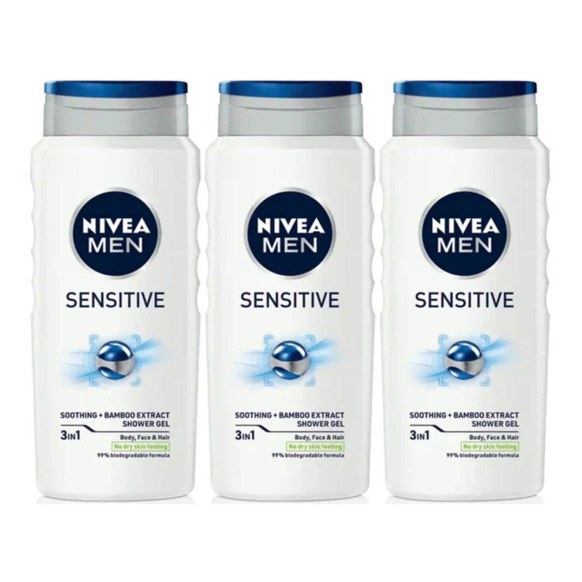 Nivea Men Sensitive 3-in-1 Shower Gel Bamboo Extract 8.45oz (250ml