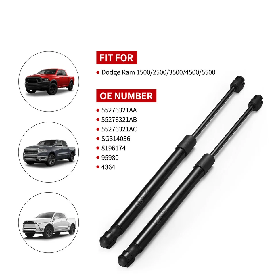 Set of 2 for Dodge Ram 1500 2500 3500 2002-2010 Hood Lift Supports Shocks Struts Foto 4 de 4