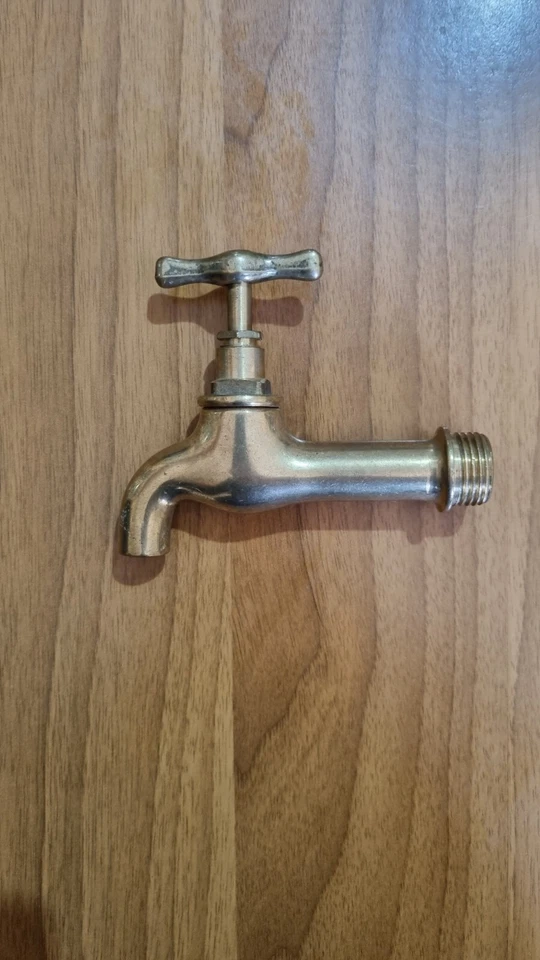 RUBINETTO IN OTTONE ANTICATO PER FONTANA 1/2" PER GIARDINO ESTERNO VINTAGE