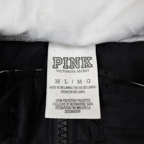 Pink Jacket Womens Medium Large Black White Victoria Secret Windbreaker Zip Coat - Picture 10 of 23
