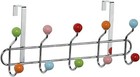 Chrome 10 Hook Over Door Hat Coat Rack Hanger Hangers Clothes Multi Colour Balls