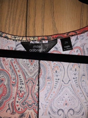 Mlle Gabrielle Poly spandex Rust/Cream Plus-size 2X Paisley Print Shift Dress - Picture 2 of 7