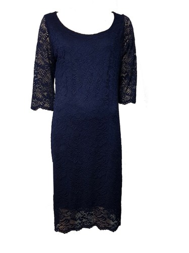 Tubino Blu Di Pizzo Lizalu,Manica Lunga E Scollo Giro | eBay