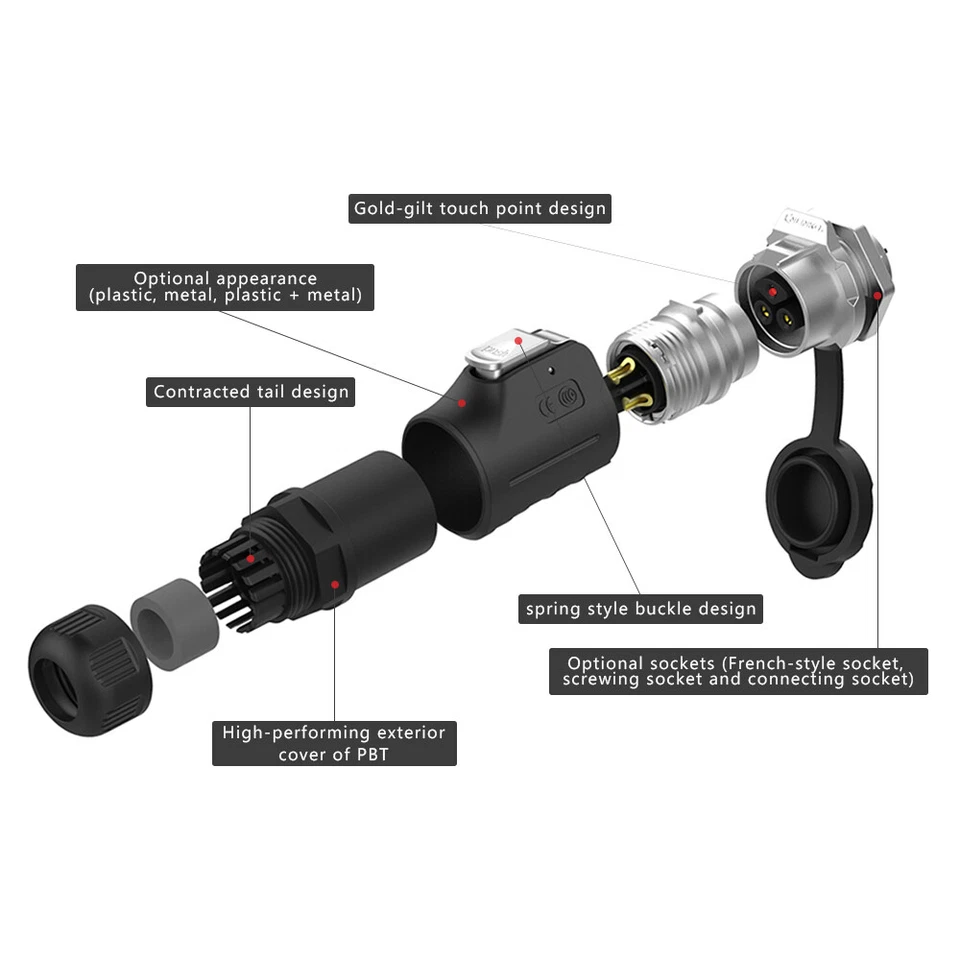 IP67 Electrical Industrial Panel Automotive Power Aviation Connector M16 2-9 Pin - Image 4 of 4