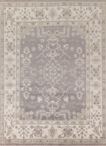 Traditioneller grau/elfenbeinfarbener Oushak indischer Vorleger 8 Fuß x 10 Fuß handgefertigter Wohnzimmerteppich - Bild 1 von 12