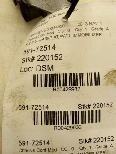 14-19 TOYOTA COROLLA XLE CHASSIS ECM ANTI THEFT LOCKING CONTROL MODULE ASSEMBLY - Picture 6 of 12