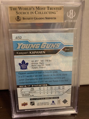 2016-17 Upper Deck Young Guns Kasperi Kapanen BGS 9.5 Leafs - Picture 2 of 2