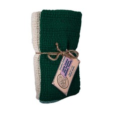 Set of 2 Open Weave 100% Cotton Kitchen Towels - 1 Green & 1 Natural MADE IN USA