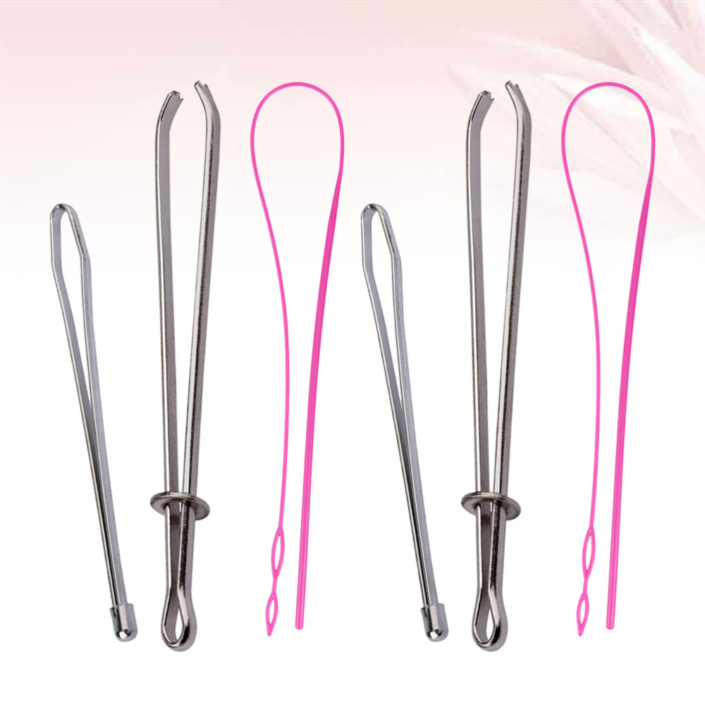 6PCS Metal Threader Tweezers Pant String Threader Tweezers Threading Tool