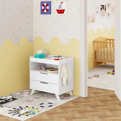 Wickeltisch mit Schubladen Wickelkommode weiß Wickelregal Wickelaufsatz #2684