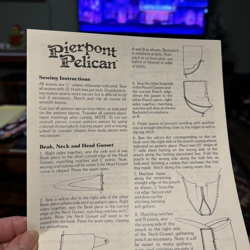 VINTAGE Pierpont Pelican22” DOLL PATTERN -UNCUT - Picture 8 of 15