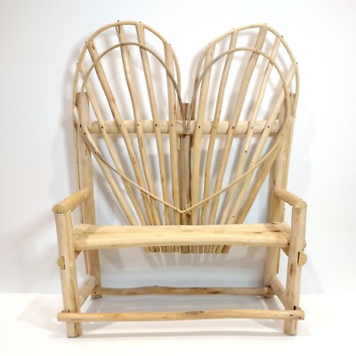 Doll Bear Chair Bent Branch Heart Shaped Back 16'' Tall Natural Wood