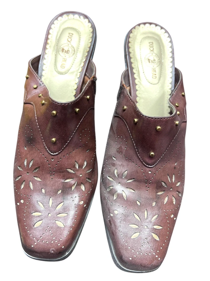 Duck Head Heeled Slide Brown Miley Faux Leather Western Cowgirl Sz 8.5 M - Image 2 of 4