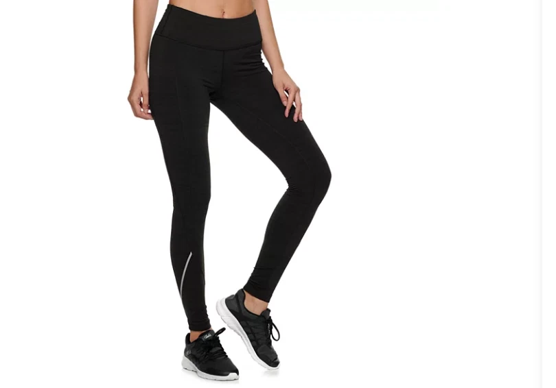 Fila Sport Fleece Mid Rise Women's Black Leggings with Back Zip