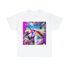 T Shirt Unisex Adult Unicorn Fantasy Mythical Rainbow Cute Sparkle Retro Style