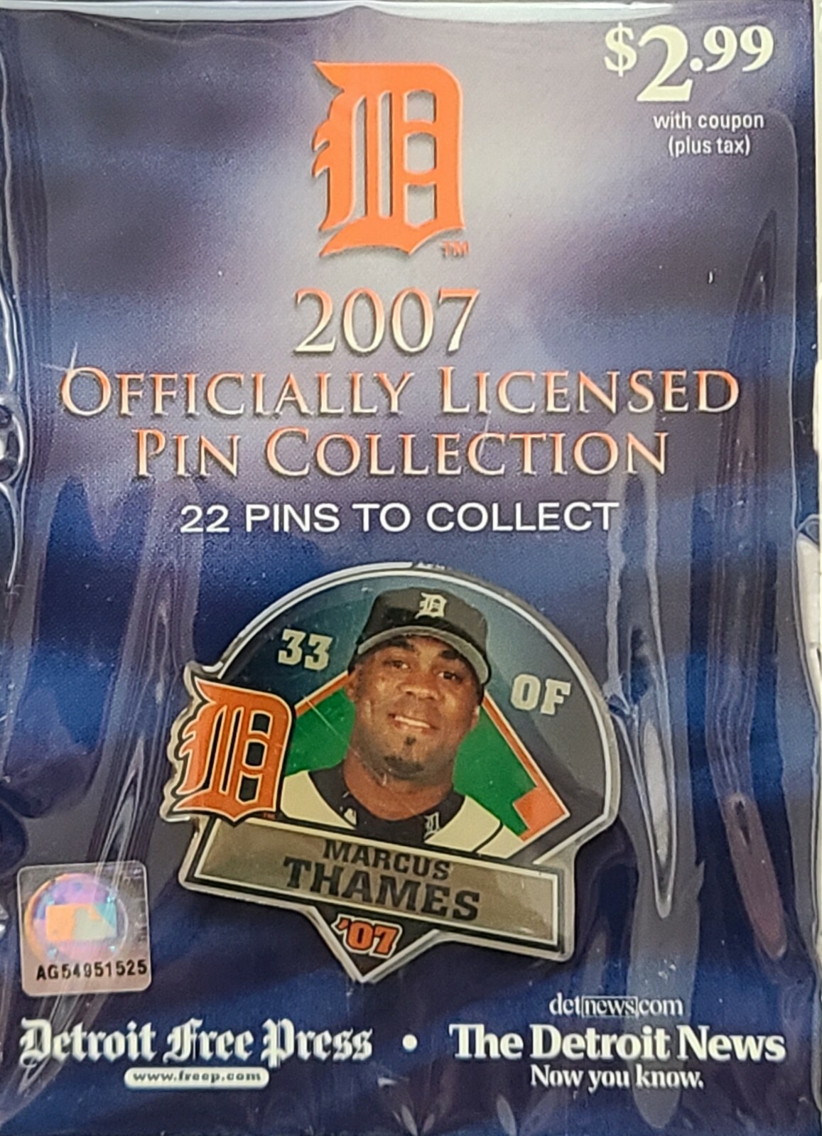Detroit Tigers 2007 Officially Licensed Pin Collection Marcus Thames #33