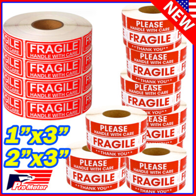 Bulk Lot Fragile Label Stickers Roll Please Handle With Care Mailing 2''x3'' 1''x3''