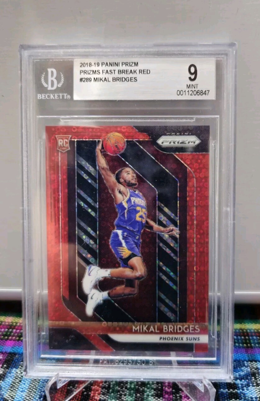 Mikal Bridges 2018 Rookie Card Fast Break Prizm - Red BGS 9 /125