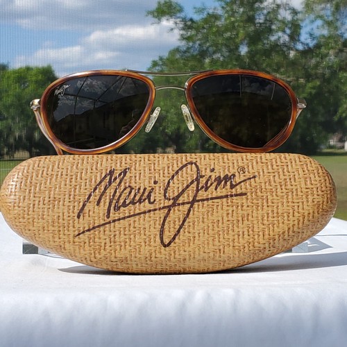 Maui Jim "SMALL KINE" 251-16C Gold+Tortoise Frames/Bronze Lenses {RARE~TITANIUM} - Picture 3 of 24