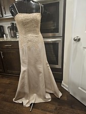 Vintage Dave Johnny By Laura Ryner Creme Beaded Sequin Mermaid Sleeveless Dress